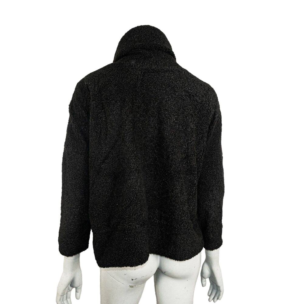 TUCKERNUCK Black Teddy Fleece Rollins Funnel Neck Sweater Sz Small - Picture 4 of 8